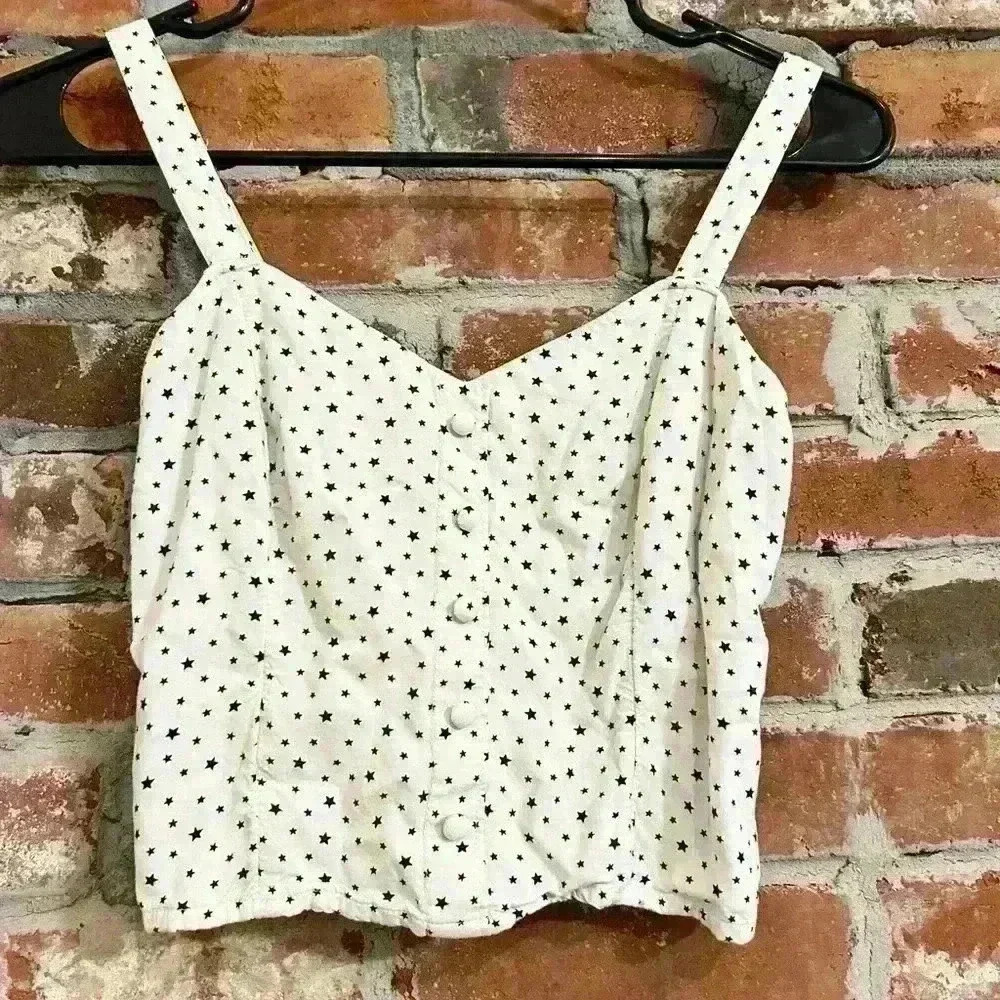 Abercrombie & Fitch Star Smocked Crop Top Sizs XS - Picture 2 of 7
